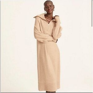 J.Crew Half Zip Sweater Dress in Super Soft Yarn Tan Size XS